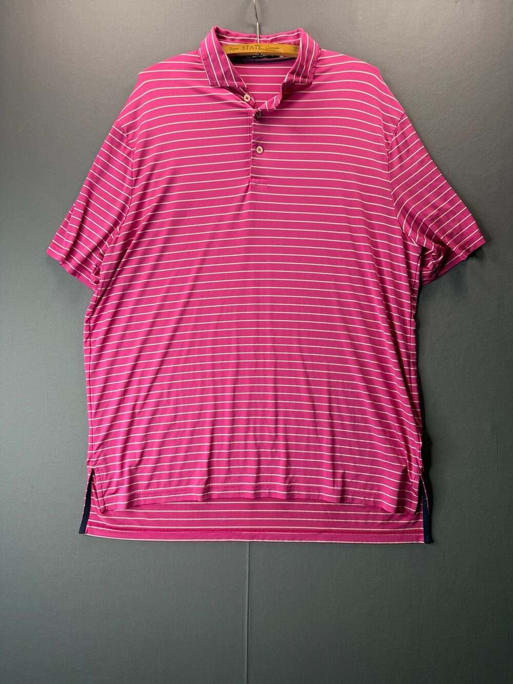 Rlx Ralph Lauren Stripe Polo Size L Pink White Performance Golf Shirt